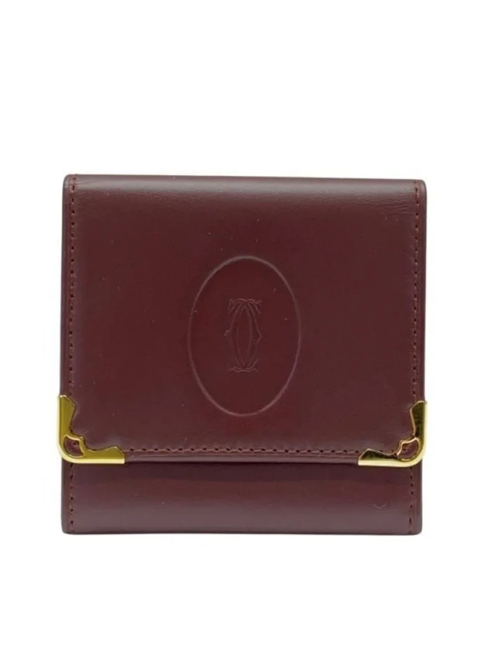 Cartier Must Line Coin Case Compact Wallet Mini Square Logo